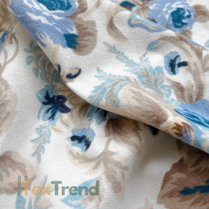 Flanellstoff / Baumwollflanell – weich – rosa Zigeuner blau-beige
