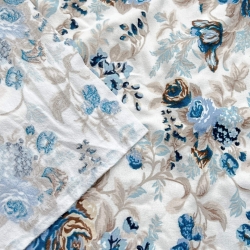 Flanellstoff / Baumwollflanell – weich – rosa Zigeuner blau-beige