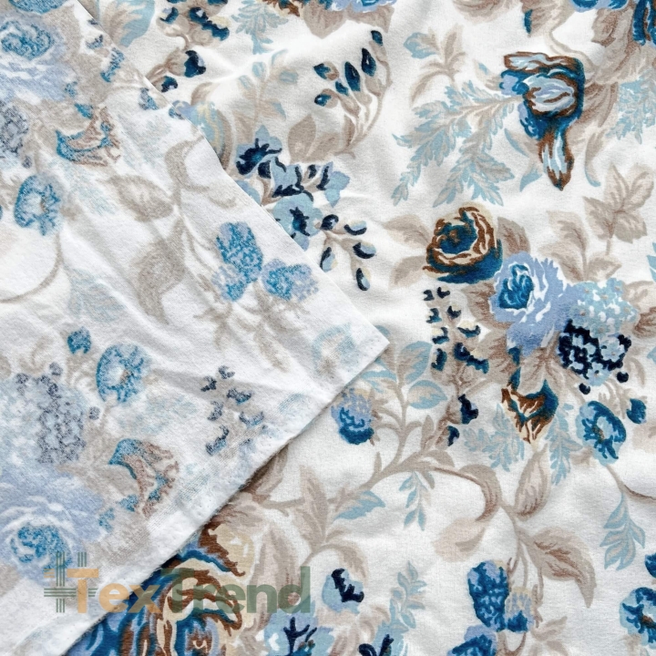 Flanellstoff / Baumwollflanell – weich – rosa Zigeuner blau-beige