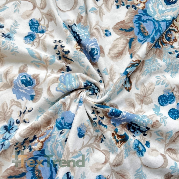 Flanellstoff / Baumwollflanell – weich – rosa Zigeuner blau-beige