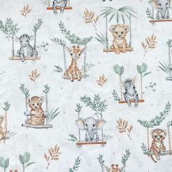 Flanellstoff / Baumwollflanell – weich – afrikanische Tiere auf Schaukeln