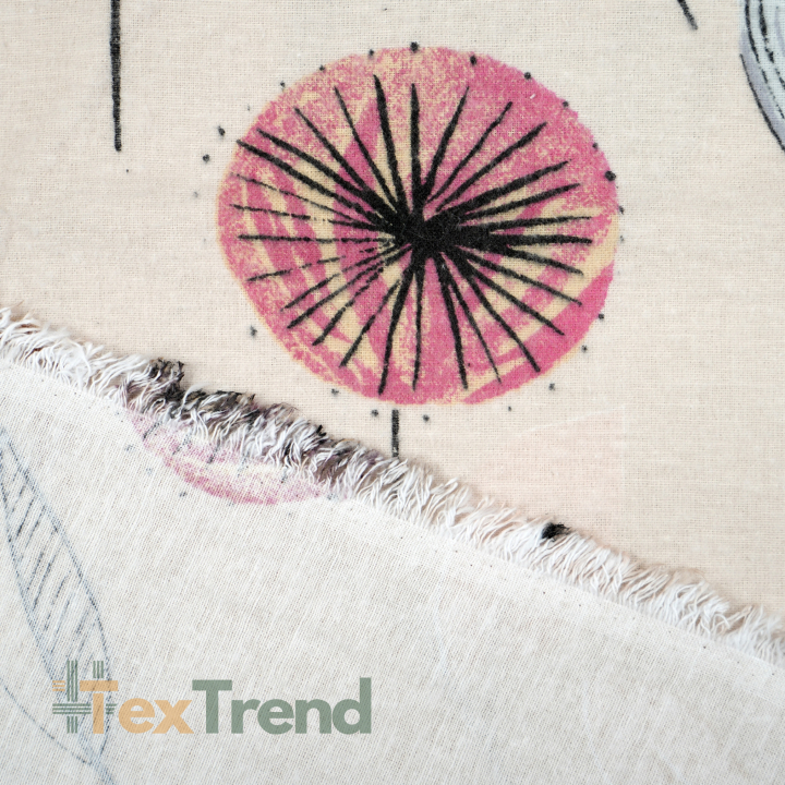 Flanellstoff / Baumwollflanell – weich – Mohnblumen auf beigem Hintergrund