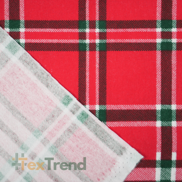 Flanellstoff / Baumwollflanell – weich –rot-grün kariert