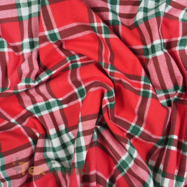 Flanellstoff / Baumwollflanell – weich –rot-grün kariert