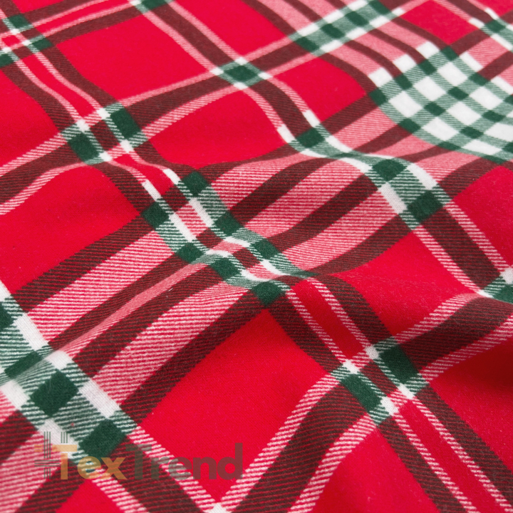Flanellstoff / Baumwollflanell – weich –rot-grün kariert