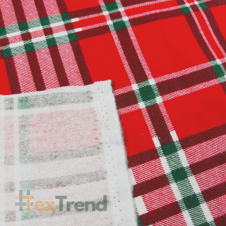 Flanellstoff / Baumwollflanell – weich –rot-grün kariert