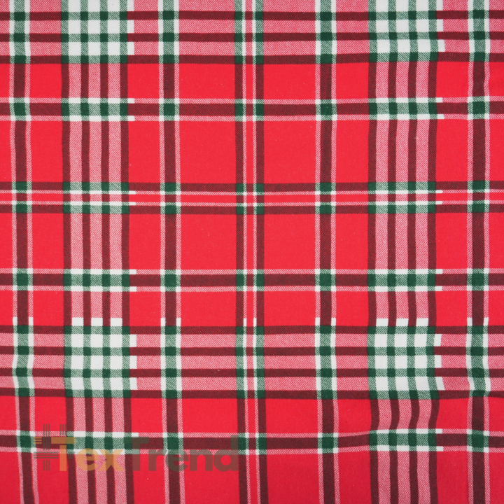 Flanellstoff / Baumwollflanell – weich –rot-grün kariert