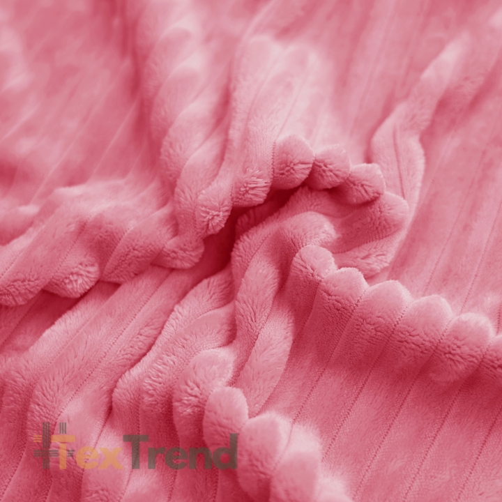 Minky Noppen Stoff / Minky Fleece – weich - Streifen gefrorene Erdbeere (strawberry ice)
