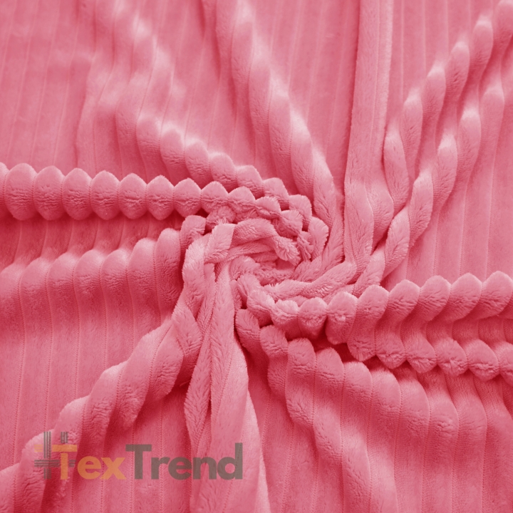 Minky Noppen Stoff / Minky Fleece – weich - Streifen gefrorene Erdbeere (strawberry ice)