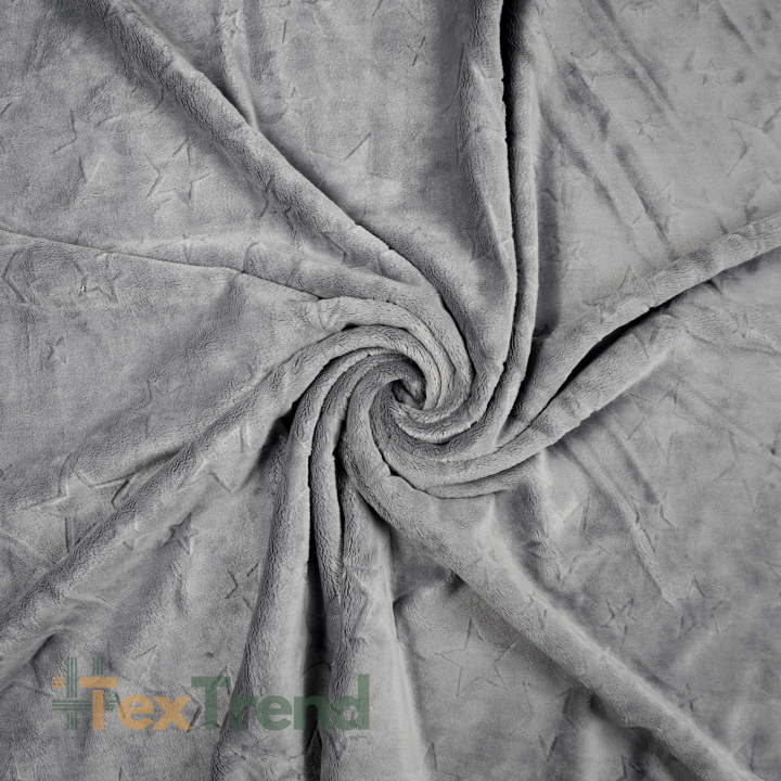 Minky Noppen Stoff / Minky Fleece – weich - Sterne - grau (Dapple Gray)