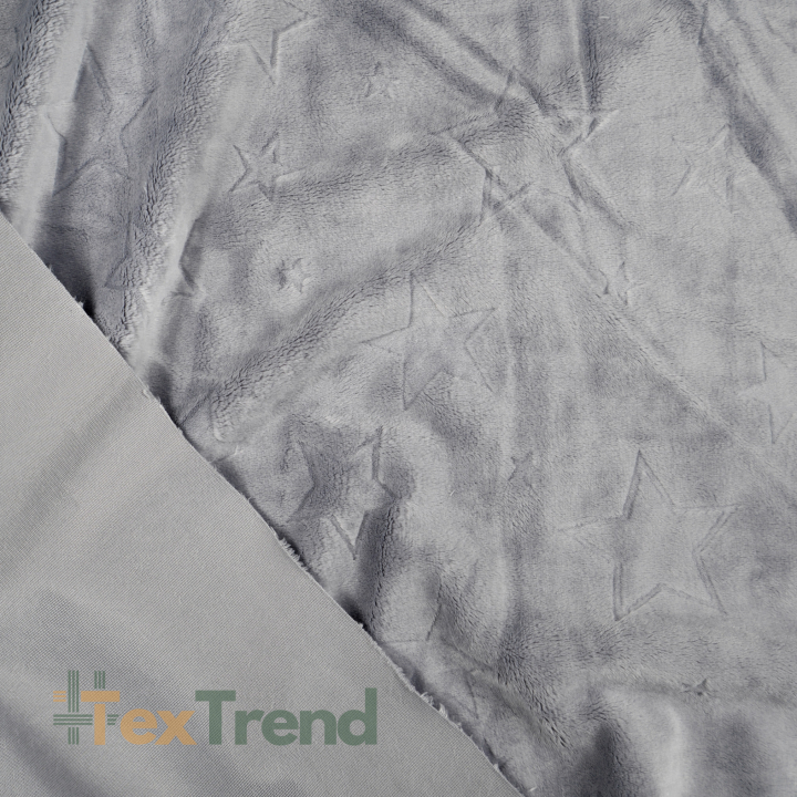 Minky Noppen Stoff / Minky Fleece – weich - Sterne - grau (Dapple Gray)