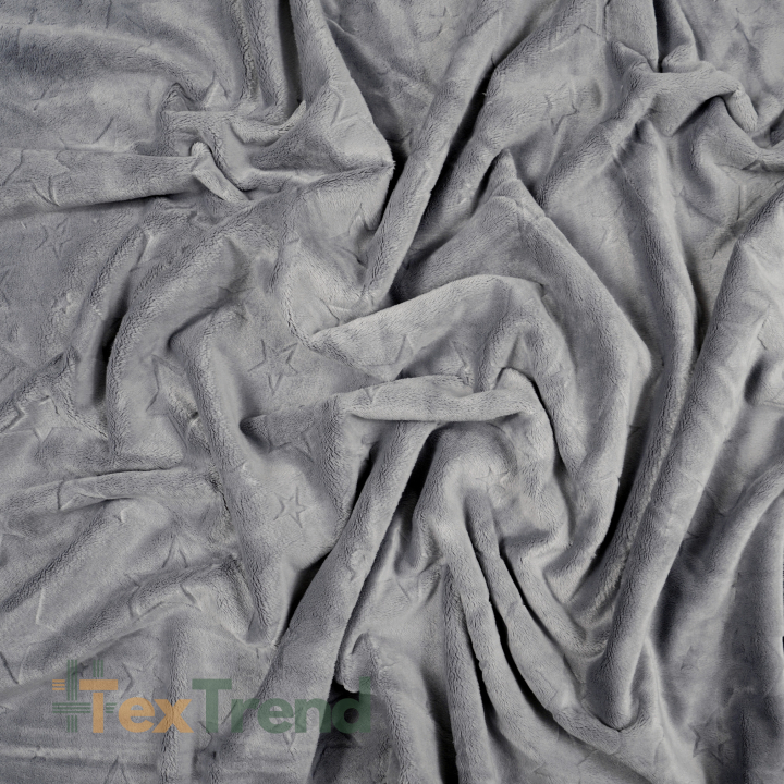 Minky Noppen Stoff / Minky Fleece – weich - Sterne - grau (Dapple Gray)
