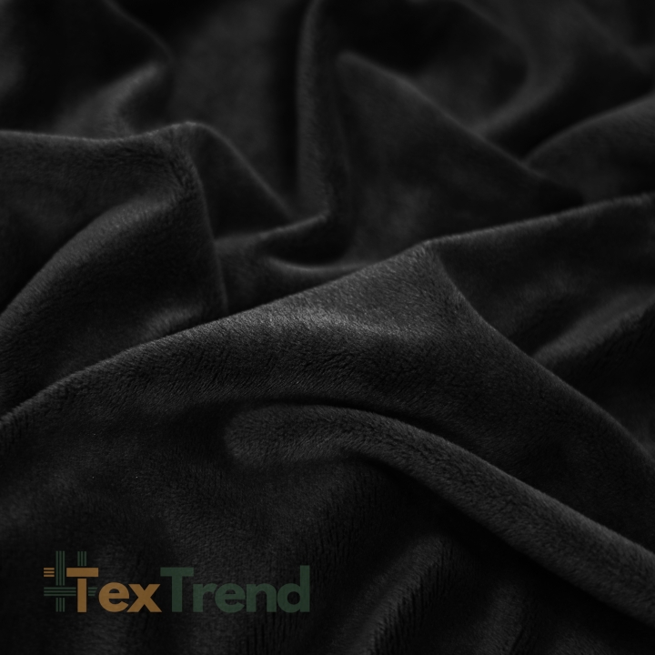 Minky Stoff / Minky Fleece – glatt – Premium schwarz (Black)