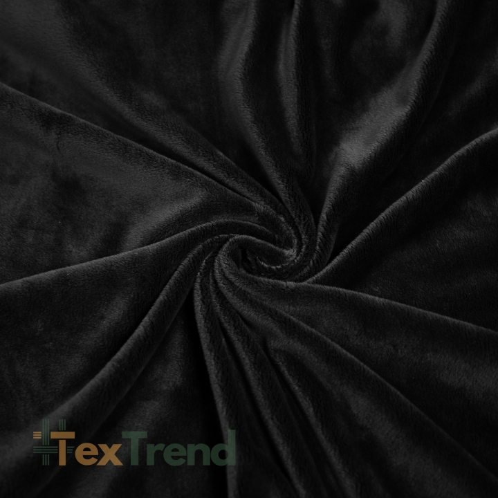 Minky Stoff / Minky Fleece – glatt – Premium schwarz (Black)