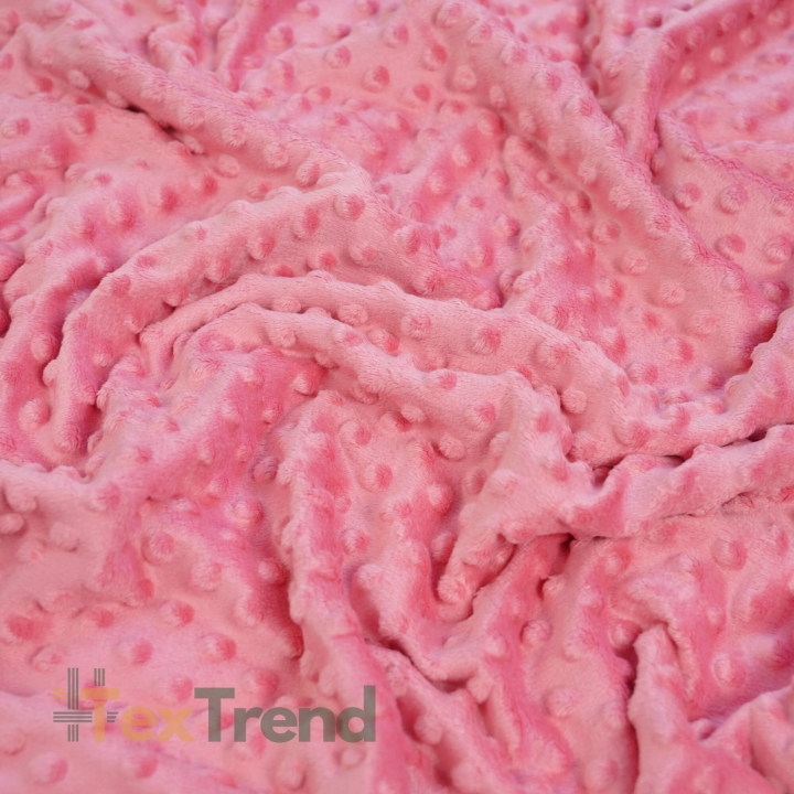Minky Noppen Stoff / Minky Fleece – weich - gefrorene Erdbeere (Strawberry Ice)
