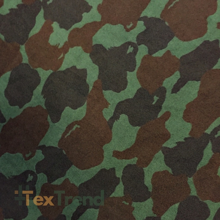Kuschelfleece Stoff camouflage braun-grün