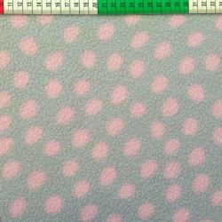 Kuschelfleece Stoff – Kinder Muster -  rosa Punkte auf grauem Hintergrund