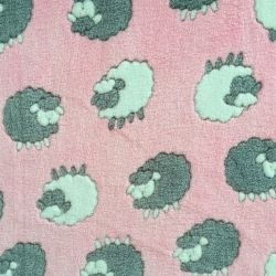 Kuschelfleece Stoff – Kinder Muster -  Puderfarbene Lämmer auf Hintergrund
