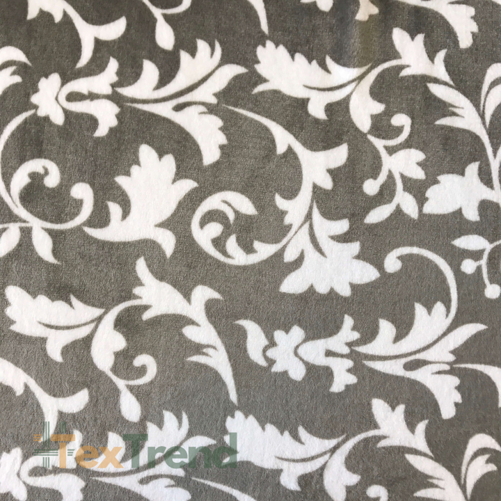 Kuschelfleece Stoff – Kinder Muster -  Ornament grau