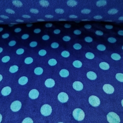 Kuschelfleece Stoff – Kinder Muster - blaue Punkte auf blauem Hintergrund