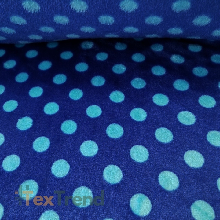 Kuschelfleece Stoff – Kinder Muster - blaue Punkte auf blauem Hintergrund