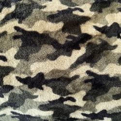 Kuschelfleece Stoff  Camouflage grün-schwarz