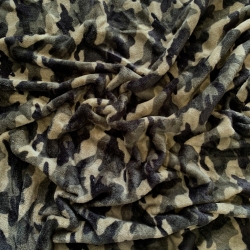 Kuschelfleece Stoff  Camouflage grün-schwarz