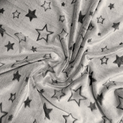 Kuschelfleece Stoff – Kinder Muster - grau doppelseitig Sterne - 220cm