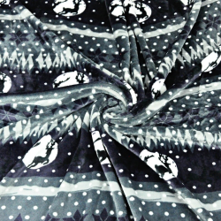 Kuschelfleece Stoff – Kinder Muster - weihnachtliches Muster mit grauen Rentieren
