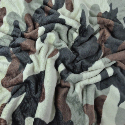 Kuschelfleece Stoff – Camouflage beige-braun