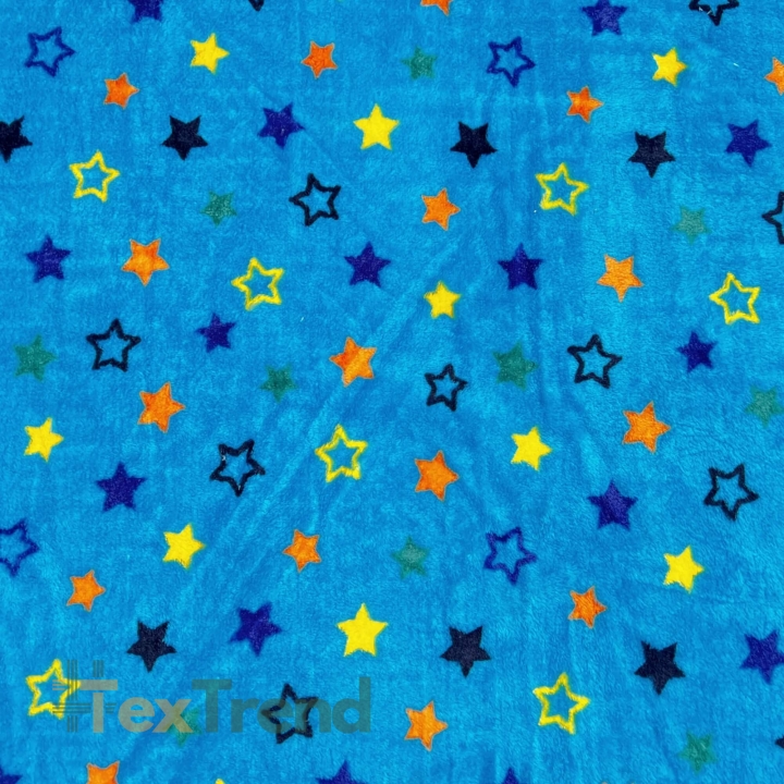 Kuschelfleece Stoff – Kinder Muster - doppelseitig Weltraum und Sterne
