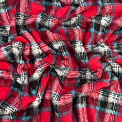 Kuschelfleece Stoff – Kinder Muster - Karomuster rot