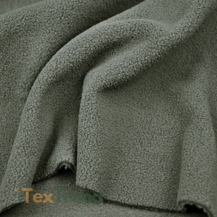 Bekleidungsfleece Stoff –  grau mit grünem Farbton
