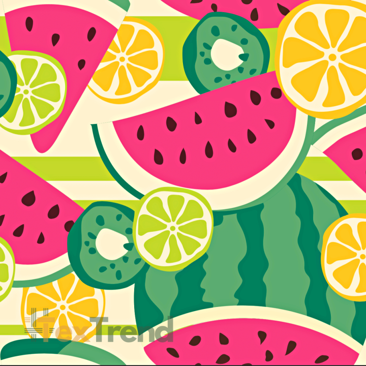 Wasserdichter Stoff / Outdoorstoff – strapazierfähig – Wassermelonen und Limetten