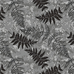 Wasserdichter Stoff / Outdoorstoff – strapazierfähig – Farnblätter auf grauem Hintergrund