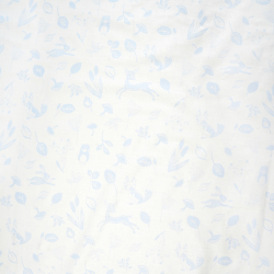 100 % Baumwolle, blaue Tiere auf weißem Hintergrund