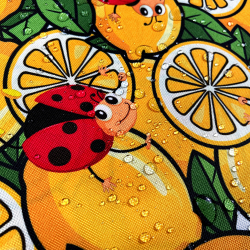 Cordura Stoff / Oxford Stoff – wasserdicht – Zitronen und Marienkäfer