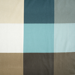 100% Baumwolle große türkis-beige Karos