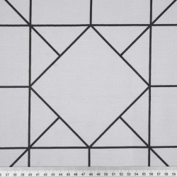 100% Baumwolle geometrische Quadrate auf hellgrauem Hintergrund - 220cm