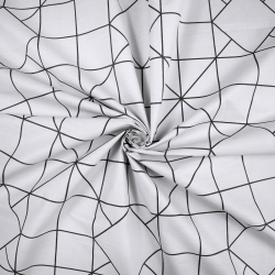 100% Baumwolle geometrische Quadrate auf hellgrauem Hintergrund - 220cm