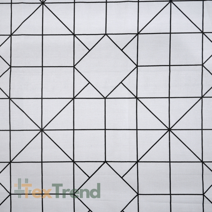 100% Baumwolle geometrische Quadrate auf hellgrauem Hintergrund - 220cm