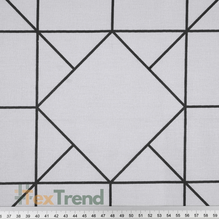 100% Baumwolle geometrische Quadrate auf hellgrauem Hintergrund - 220cm