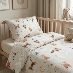 100% Baumwolle Rassekatzen auf hellgrauem Hintergrund