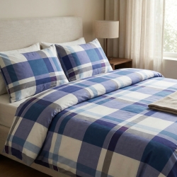 100% Baumwolle große blau-lila Karos