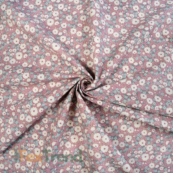 100% Baumwolle Ecru-Muster auf tiefrotem Hintergrund - 220 cm