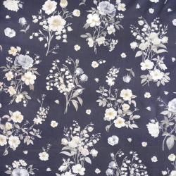 100% Baumwolle Blumen in Jeans-Rosa-Violett mit Zweigen