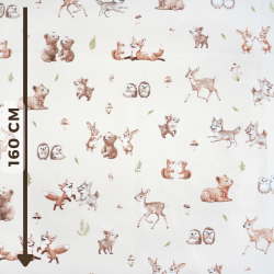 100% Baumwolle glückliche Tiere auf beigem Hintergrund