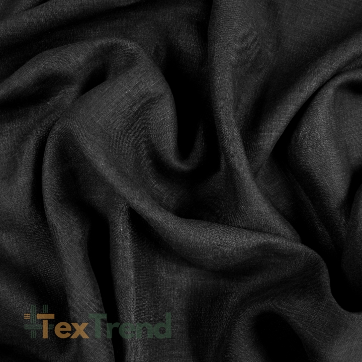 100% Stone Washed Leinen Bekleidungsstoff Schwarz (147) - g/m²