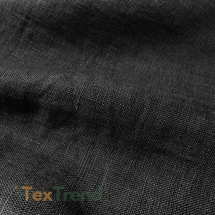 100% Stone Washed Leinen Bekleidungsstoff Schwarz (147) - g/m²