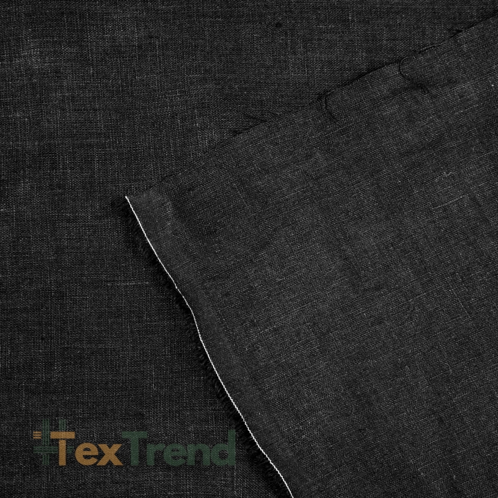 100% Stone Washed Leinen Bekleidungsstoff Schwarz (147) - g/m²